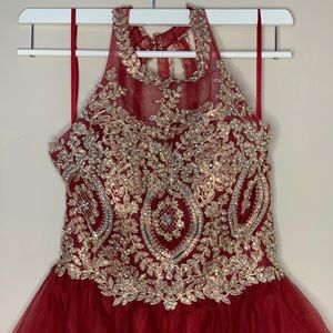 Burgundy sequined dress